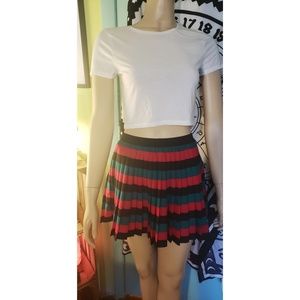 Striped Pleated Mini Skirt